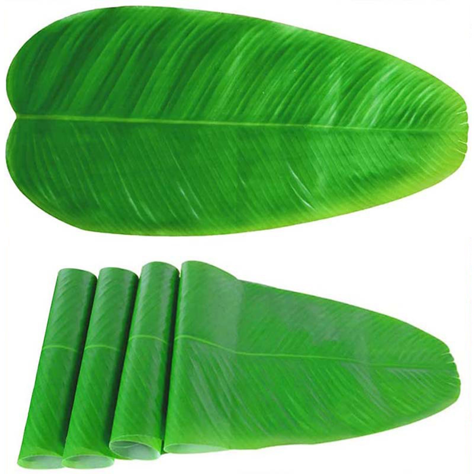 Washranp 1 Sheet Artificial Banana Leaves,Large Faux Tropical Leaves Hawaiian Luau Platesbanana Leaves Party Jungle Beach Theme Decorations